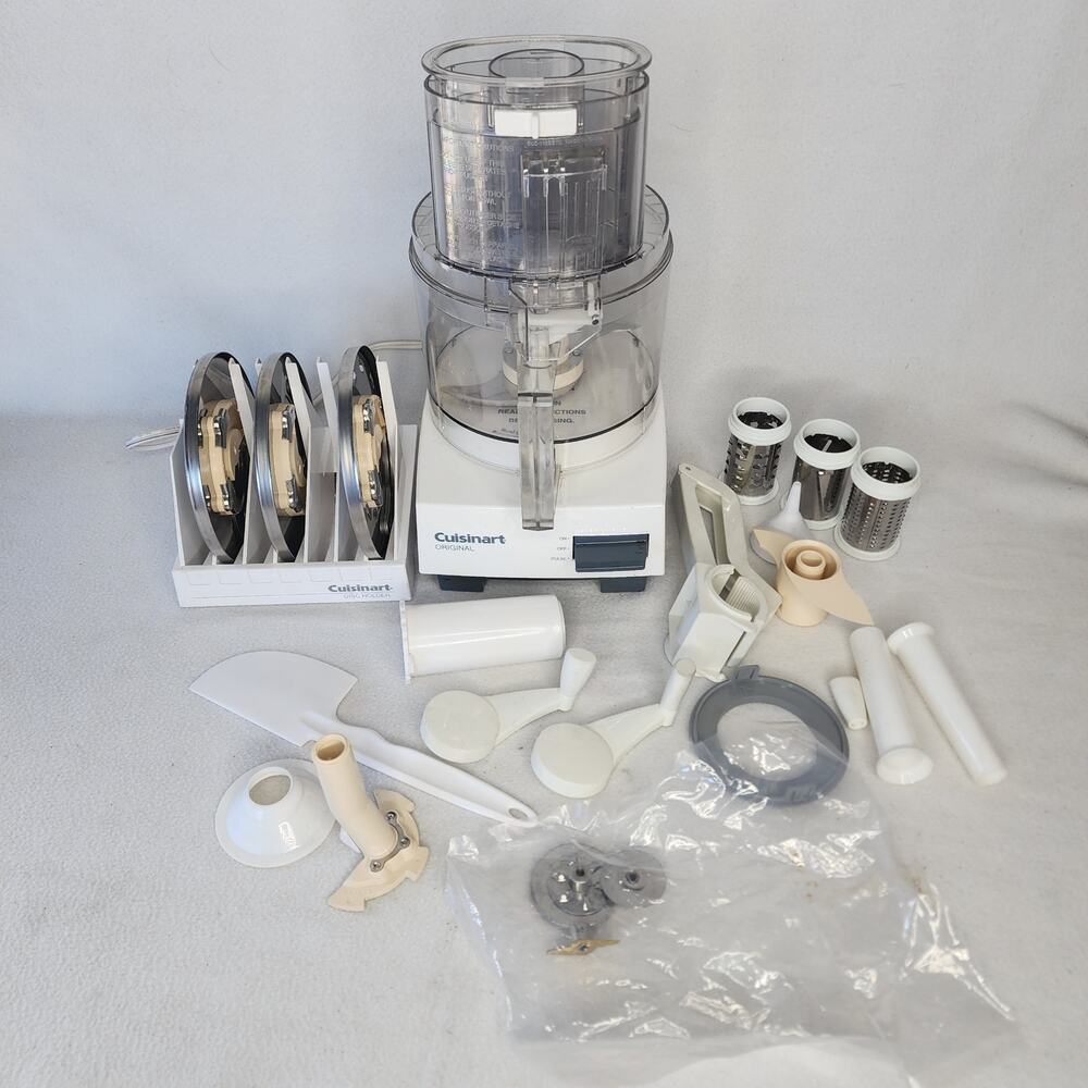 Vintage Cuisinart Food Processor DLC-10 Plus Tested Works Extra Accessories